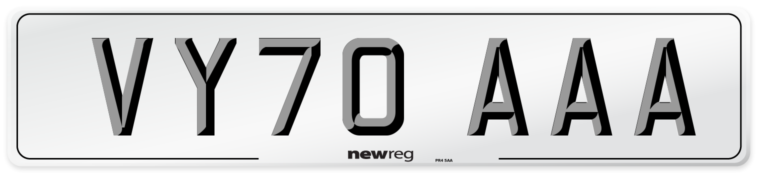 VY70 AAA Number Plate from New Reg